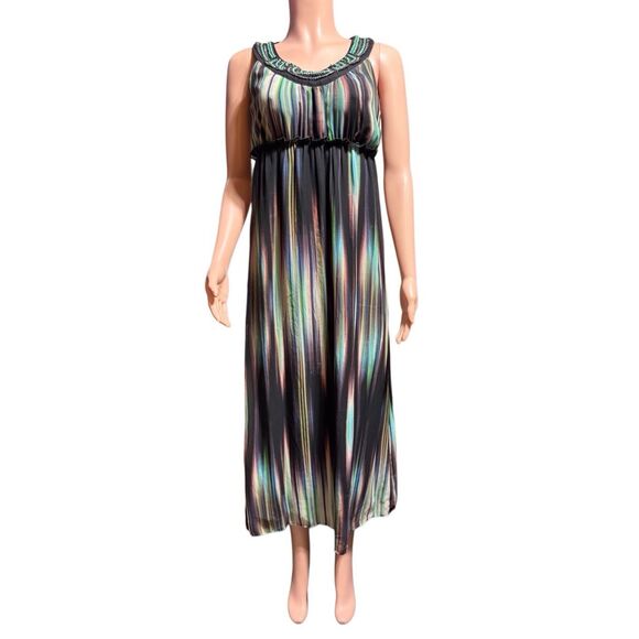Samijo multicolored maxi dress with a beaded neckline M/8 - Picture 3 of 7